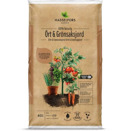 Köp Hasselfors ört & grönsaksjord, 40 liter, 48st, Helpall - Fraktfritt Hasselfors Garden jord