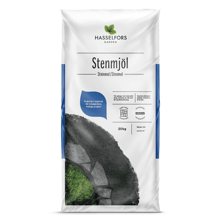 Köp Hasselfors stenmjöl mörkgrå, 20kg, 42st, Helpall - Fraktfritt Hasselfors Garden sten