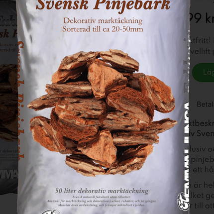 Svensk pinjebark, 50 liter, 39 st, Helpall - Fraktfritt