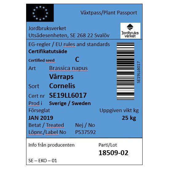 Växtcertifikat / Hälsocertifikat