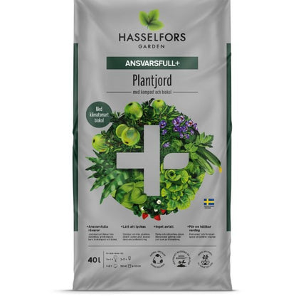 Hasselfors Ansvarsfull + Plantjord m Biokol 40 liter, 51st, Helpall - Fraktfritt