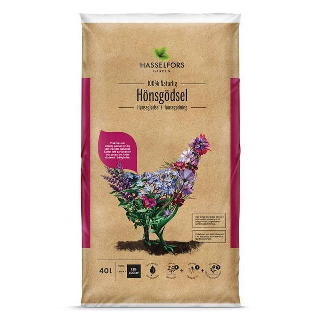 Köp Hasselfors hönsgödsel - 40 l x 36 st - mellandagsrea - Fri frakt - beg antal Hasselfors Garden Gödsel