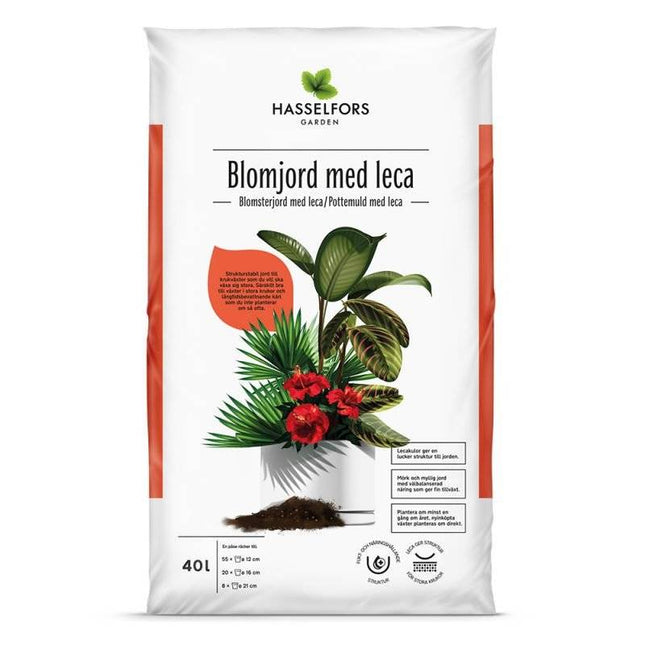 Köp Hasselfors blomjord med Leca, 15 liter, 51st, Halvpall - Fraktfritt Hasselfors Garden jord