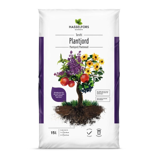 Hasselfors torvfri plantjord, 15 liter, 51st, Halvpall - Fraktfritt